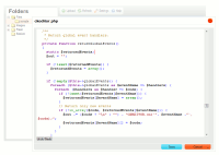 Built-in text editor with syntax highlighting.